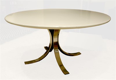 Lot 218 - Chrome and White Lacquered Circular Dinette...