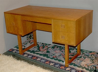 Lot 199 - Danish Modern Oak Asymmetrical Desk Height 29...