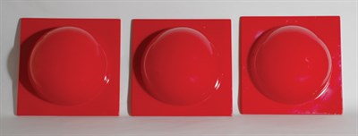 Lot 270 - Three Verner Panton Red Fiberglass Panels 23...