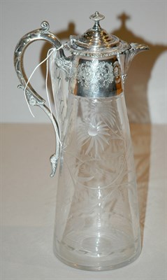 Lot 469A - Silver Plated Etched Glass Ewer