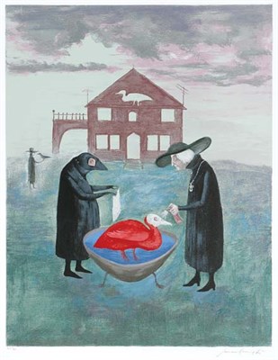 Lot 3114 - Leonora Carrington BIRD BATH Color screenprint,...