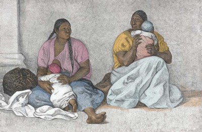 Lot 3300 - Francisco Zuniga DOS MUJERES CON NINOS (B. 86)...