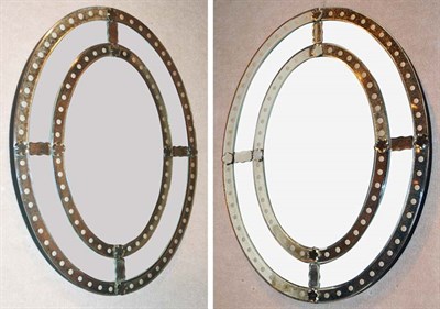 Lot 651 - Pair of Venetian Mirror Framed Oval Mirrors...