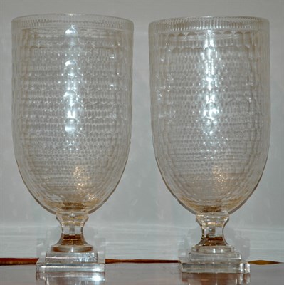 Lot 656 - Pair of Anglo-Irish Style Glass Footed Vases...