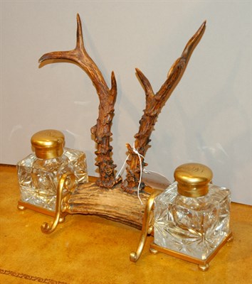 Lot 527 - Victorian Style Faux Horn Mounted Glass and...