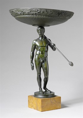 Lot 2501 - Italian Bronze Figural Tazza The standard a...