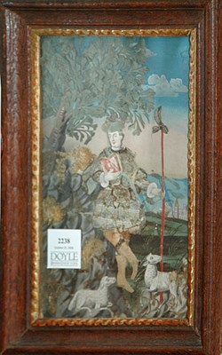 Lot 2238 - Continental Silk and Painted Picture 18th...