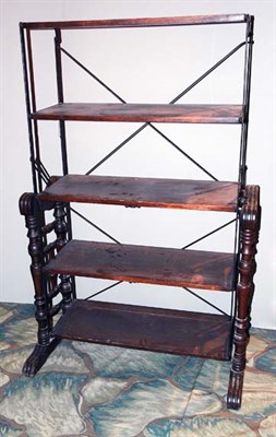 Lot 144 - Iron Mounted Oak Etagere Height 54 1/2 inches,...