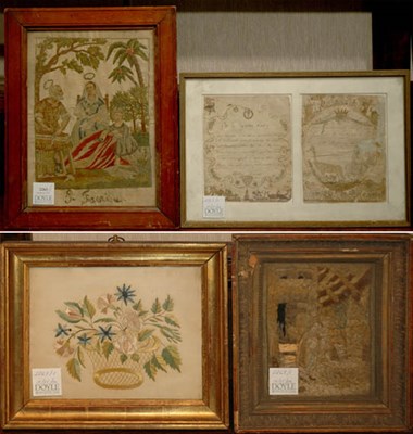 Lot 2263 - Group of Four Continental Silk Embroidery...