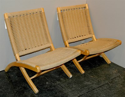 Lot 204 - Pair of Rope and Wood Folding Chairs...