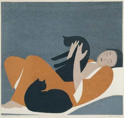 Lot 3086 - Will Barnet WOMAN AND CATS (COLE 134) Color...