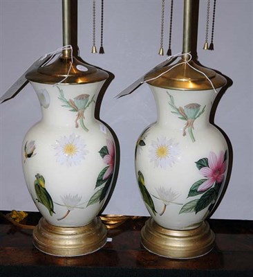 Lot 371 - Pair of Floral Decorated Glass Decoupage...