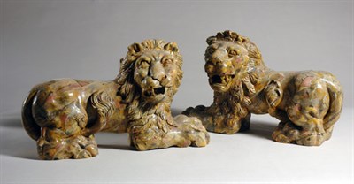 Lot 2149 - Pair of English Faux Marbleized Painted Carved...