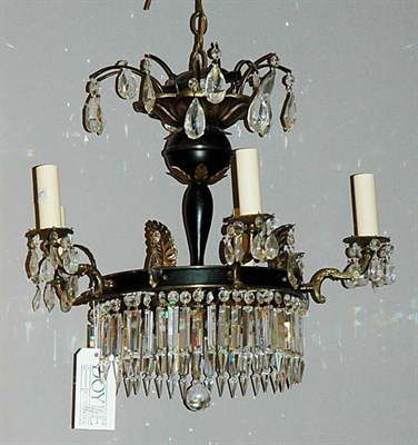 Lot 354 - Neoclassical Style Prismed Five-Light Chandelier