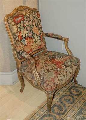 Lot 2285 - Louis XV Gilt-Wood Fauteuil 18th Century The...