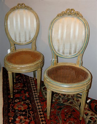 Lot 2435 - Pair of Louis XVI Painted Side Chairs Late...