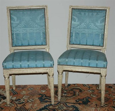 Lot 2468 - Pair of Louis XVI White Painted Side Chairs...