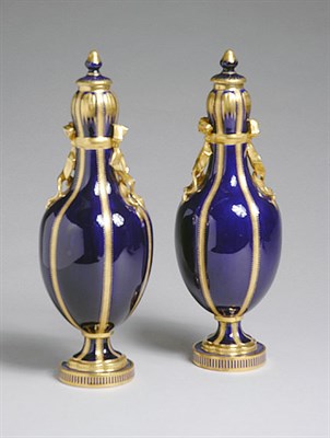 Lot 2438 - Pair of Sevres Gilt Decorated Cobalt Blue...