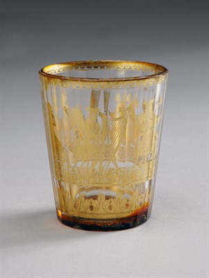 Lot 2147 - German Gilt Decorated Zwischenglass Of faceted...