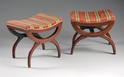 Lot 2579 - Pair of Italian Neoclassical Walnut Stools...