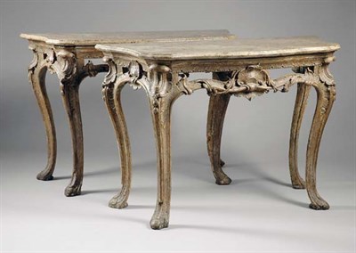 Lot 2156 - Pair of Italian Rococo Painted Consoles 18th...
