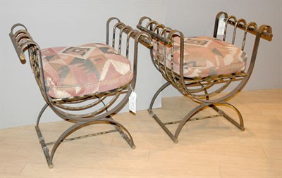 Lot 293 - Pair of Neoclassical Style Metal Benches...