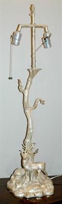 Lot 533 - Silver Plated Two-Light Lamp In the form of a...