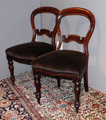 Lot 201 - Set of Six Victorian Walnut Balloon Back Side...