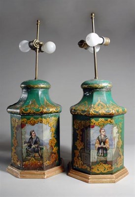 Lot 2546 - Pair of Victorian Painted Tole Tea Canisters...