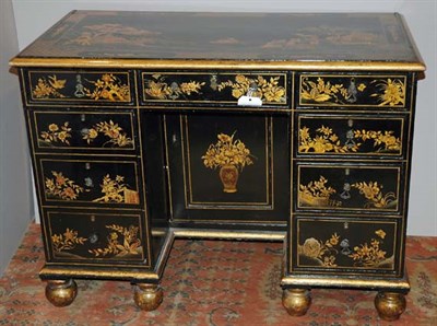 Lot 400 - Chinoiserie Decorated Black Lacquered Pedestal...