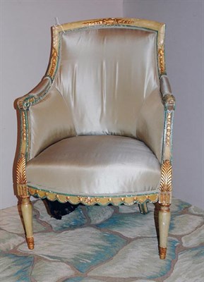 Lot 132 - Directoire Style Parcel Gilt and Painted Bergere