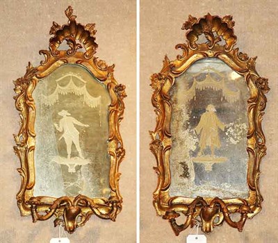 Lot 2343 - Pair of Italian Rococo Gilt-Wood Girandoles...