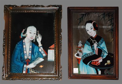Lot 227 - Two Chinese Reverse Paintings on Glass Framed.