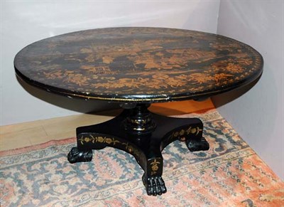 Lot 379 - Chinese Gilt Decorated Lacquered Circular...