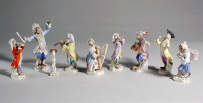 Lot 254 - Meissen Porcelain Nine-Piece Monkey Band