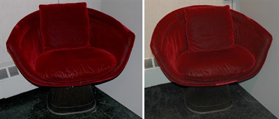 Lot 209 - Pair of Velvet Upholstered Wire Armchairs...