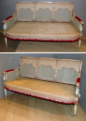 Lot 392 - Pair of Louis XVI Style Red and Ivory Painted...