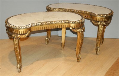 Lot 4227 - Pair of Marble Top Gilt-Wood Reniform Side...