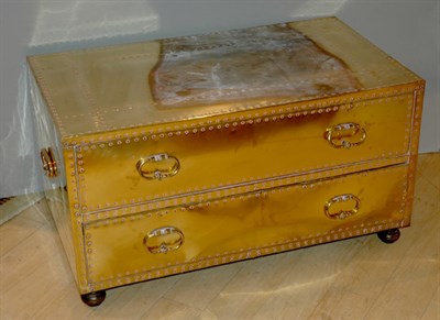 Lot 403 - Brass Two-Drawer Coffee Table Height 18 inches,...