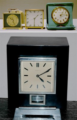 Lot 208 - Group of Five Desk Clocks Including a Movado...