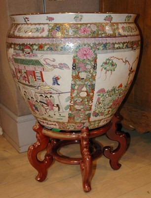 Lot 4503 - Chinese Porcelain Planter on Carved Hardwood...