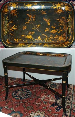 Lot 4458 - English Gilt Decorated and Painted Tole Tray...