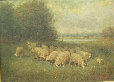 Lot 15 - P. Chalun 19th Century Sheep Grazing in a...