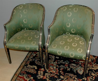 Lot 504 - Pair of Empire Style Painted Armchairs