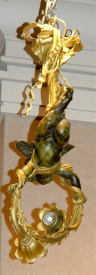 Lot 552 - Gilt and Patinated-Metal Figural Hall Light