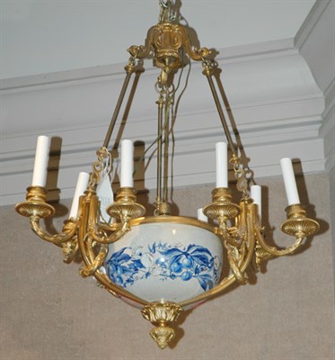Lot 556 - Neoclassical Style Gilt-Metal and Ceramic Nine-...