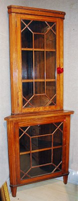 Lot 354 - Georgian Style Satinwood Glazed Door Corner...