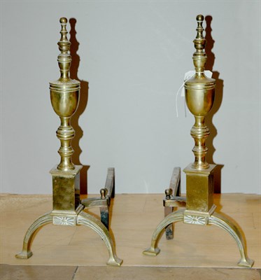 Lot 663 - Pair of Georgian Style Brass Andirons Height...