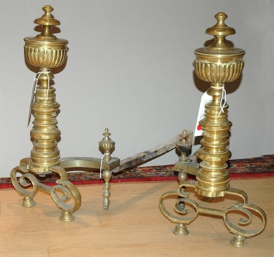 Lot 667 - Pair of Brass Andirons Height 22 1/2 inches.
