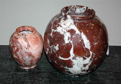 Lot 233 - Two Marble Vases Height of taller 12 1/2 inches.